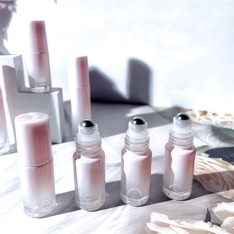 10Pcs 5ML 10ML Empty Glass Roller Bottles For Essential Oil Pink Perfume Refillable Cosmetic Containers | Красота и здоровье