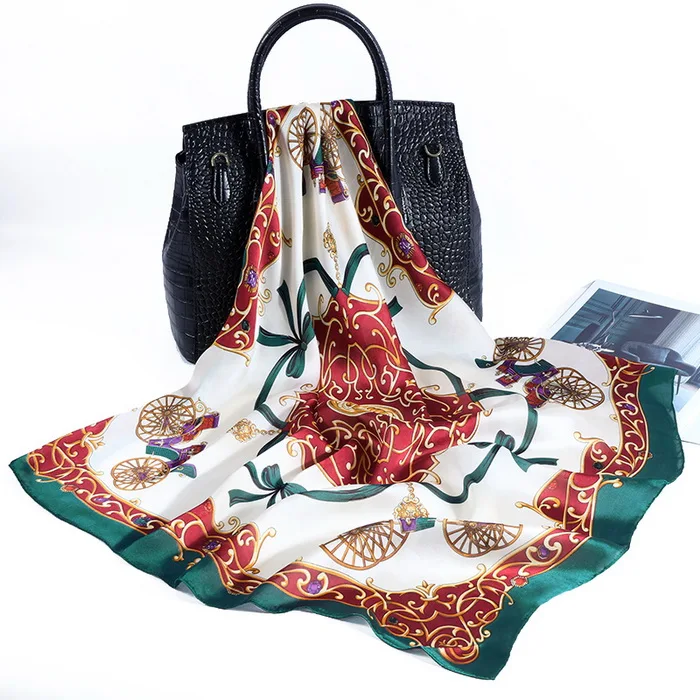 11 Fashion Women's Scarves 70x70 cm Ladies Square Scarf Elegant Vintage Skinny Handkerchief Silk Satin Scarf Women Bandanas - Цвет: 11