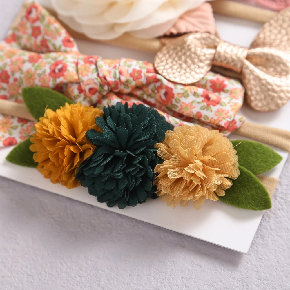 Conjunto de diademas el&aacute;sticas para beb&eacute; y ni&ntilde;a, accesorios para el cabello para beb&eacute;, diademas de punto con lazo, 8/10 Uds.-3
