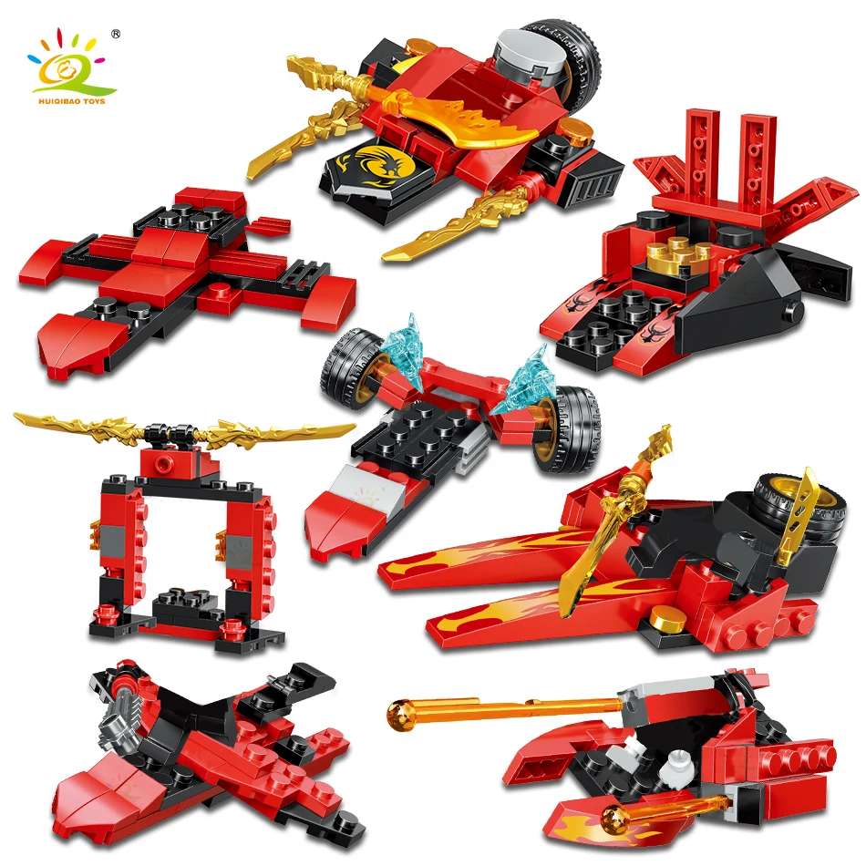 HUIQIBAO 344 шт. 8в1 ниндзя скоростной гоночный автомобиль строительные блоки
