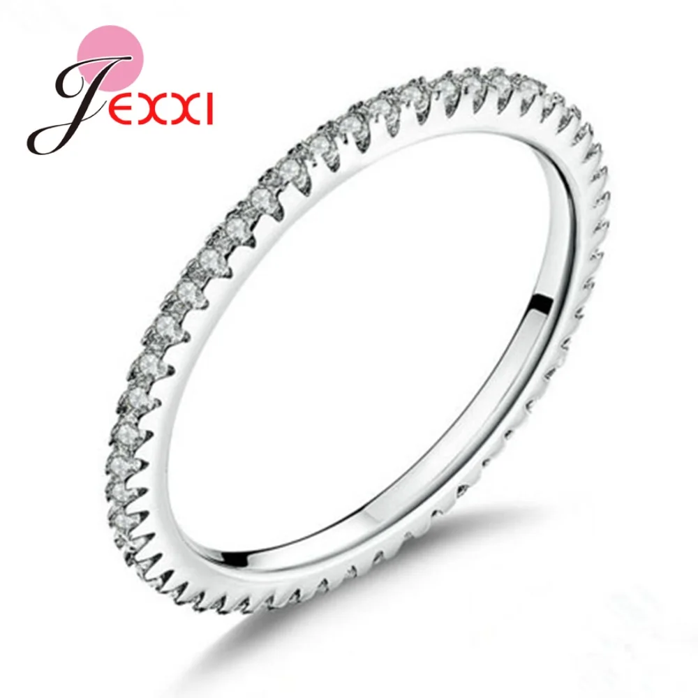 

Europe Women Concise CZ Crystal Wedding Rings 925 Sterling Silver Anillos Mujer Rhinestone Lovers Wedding Jewelry
