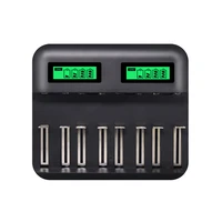 universal independent office electronic portable home travel lcd display smart battery charger usb fast for aa c d size