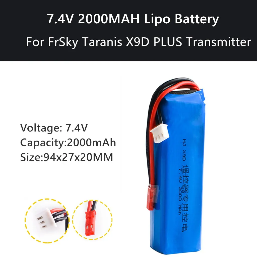 Обновленная батарея Lipo 7 4 в 2000 мАч для FrSky Taranis X9D PLUS передатчик Запчасти