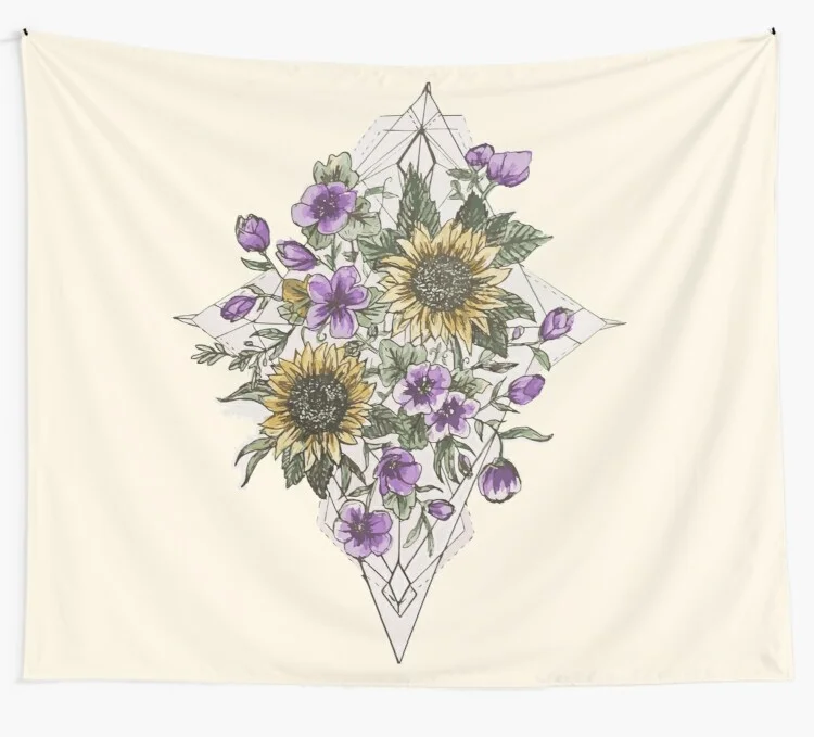 

Geometric Sunflower Pattern Tapestry Mandala Wall Hanging Hippie Bedroom Home Decoration Wall Blanket Psychedelic Tapestries