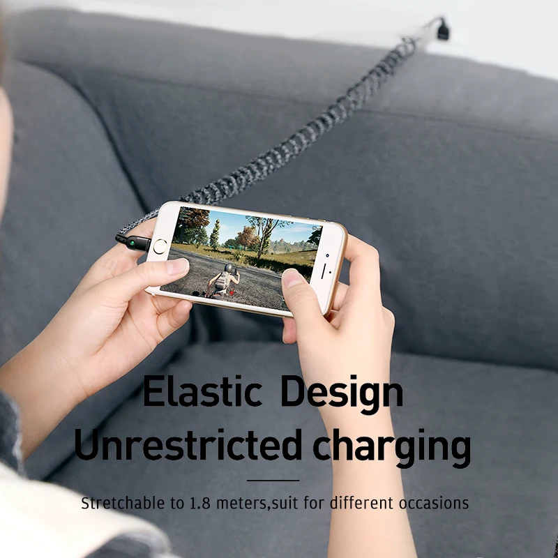 mcdodo usb cable spring extension landline charger cord for iphone 13 12 11 pro xs max xr x 8 fast charge pd phone led data wire free global shipping