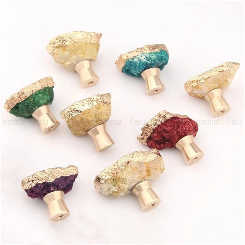 Ручка из натуральной латуни с кристаллами в скандинавском стиле роскошная