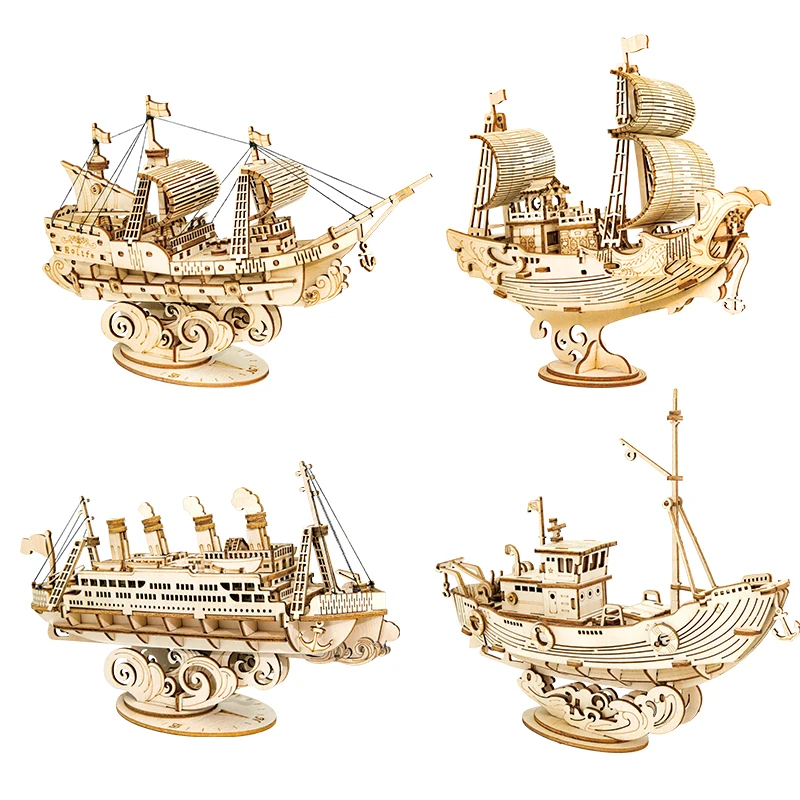 

3D Wooden Puzzle Games Boat & Ship Model Toys For Children Kids Girls Birthday Gift
