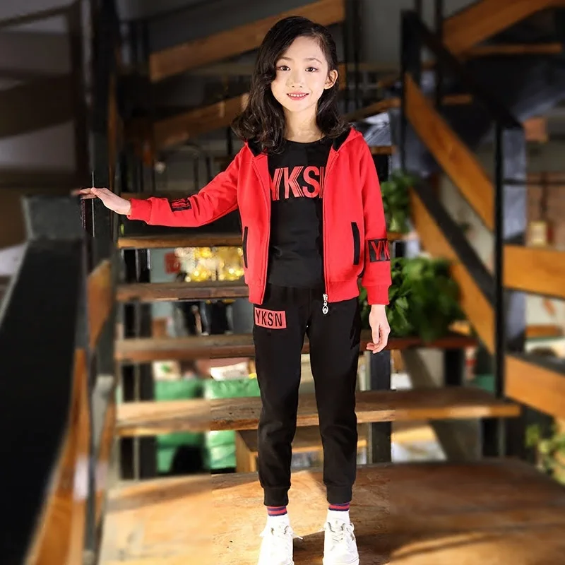 

Sport Coat Pullover Spring Summer Children's Clothes Set Baby Girls Sweatshirts + Pants 3pcs/Set Kids Costume Teenage Girl Clot