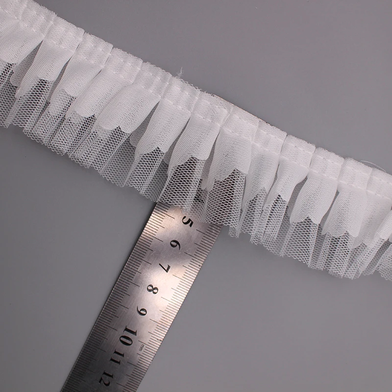 2 ярда белая 2-слойная плиссированная органза швейцарская вуаль кружевная