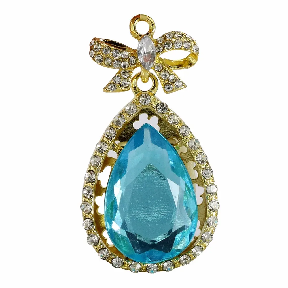 Light Blue Настоящая емкость, ювелирные изделия, хрустальные стразы, USB флеш-накопитель, USB 2,0, USB карта памяти, флеш-накопитель, память, USB накопитель - Цвет: Light Blue