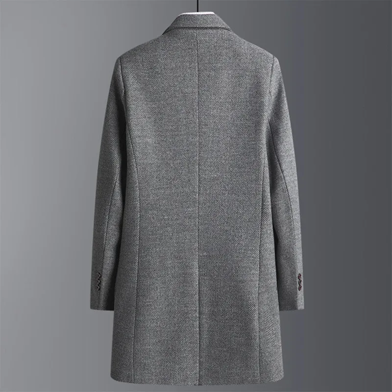 

Autumn and Winter New Woolen Coat Men's Slim Mid-length Woolen Trench Coat Men's Thick Woolen Jacket