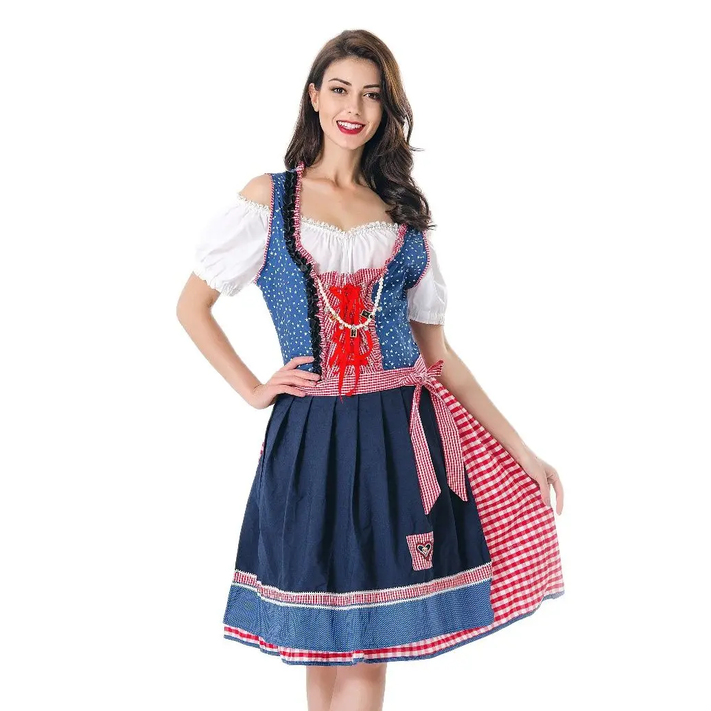 Ужин в стиле Баварии для дам на Октоберфесте Костюм дирндля для женщин Делюкс Пивной карнавальный наряд Горничной Косплей костюм
