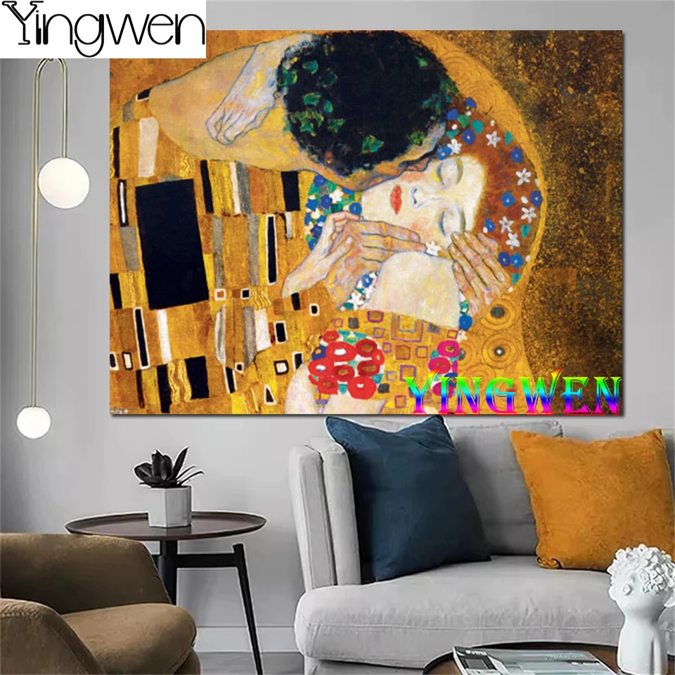 

Klimt The Kiss 5D DIY Diamond Mosaic Modern Art Diamond Painting Cross Stitch Embroidery Full Diamond Embroidery Home Decor Gift
