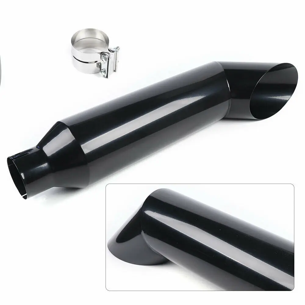 

36" Long 4" Inlet 7" Outlet Universal Miter Angle Cut Diesel Smoker Exhaust Stack Tip Black Stainless Steel Pipe