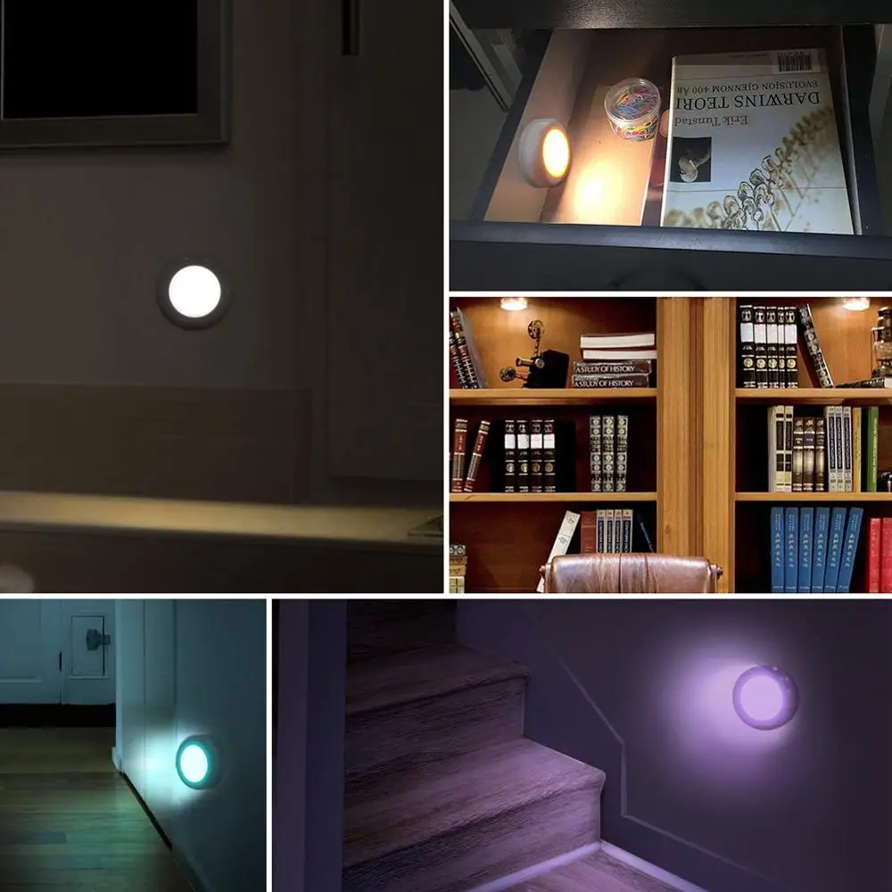 Подсветка для шкафа RGB Беспроводной светодиодный светильник шайбы изменяющий