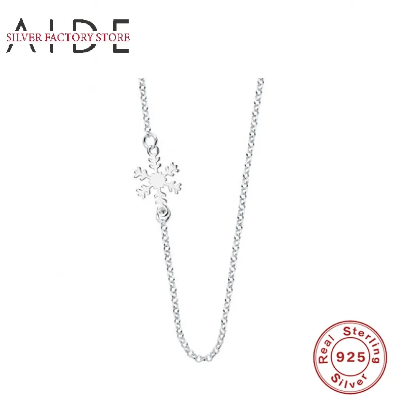 

AIDE Minimalism INS Snowflake Necklace For Women Elegant Clavicle Chain 925 Sterling Silver Collares Fine Jewelry bijoux femme