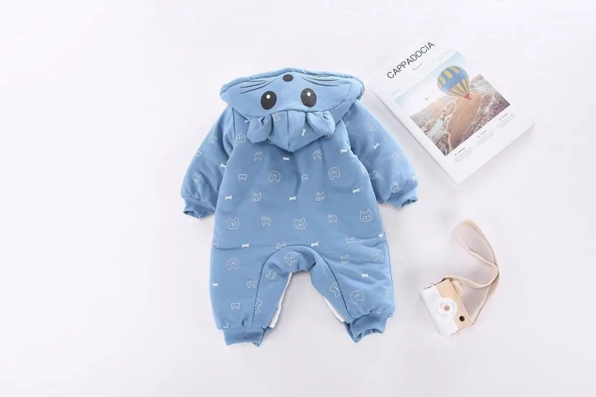 Зимние комбинезоны для новорожденных хлопковые теплые с капюшоном маленьких