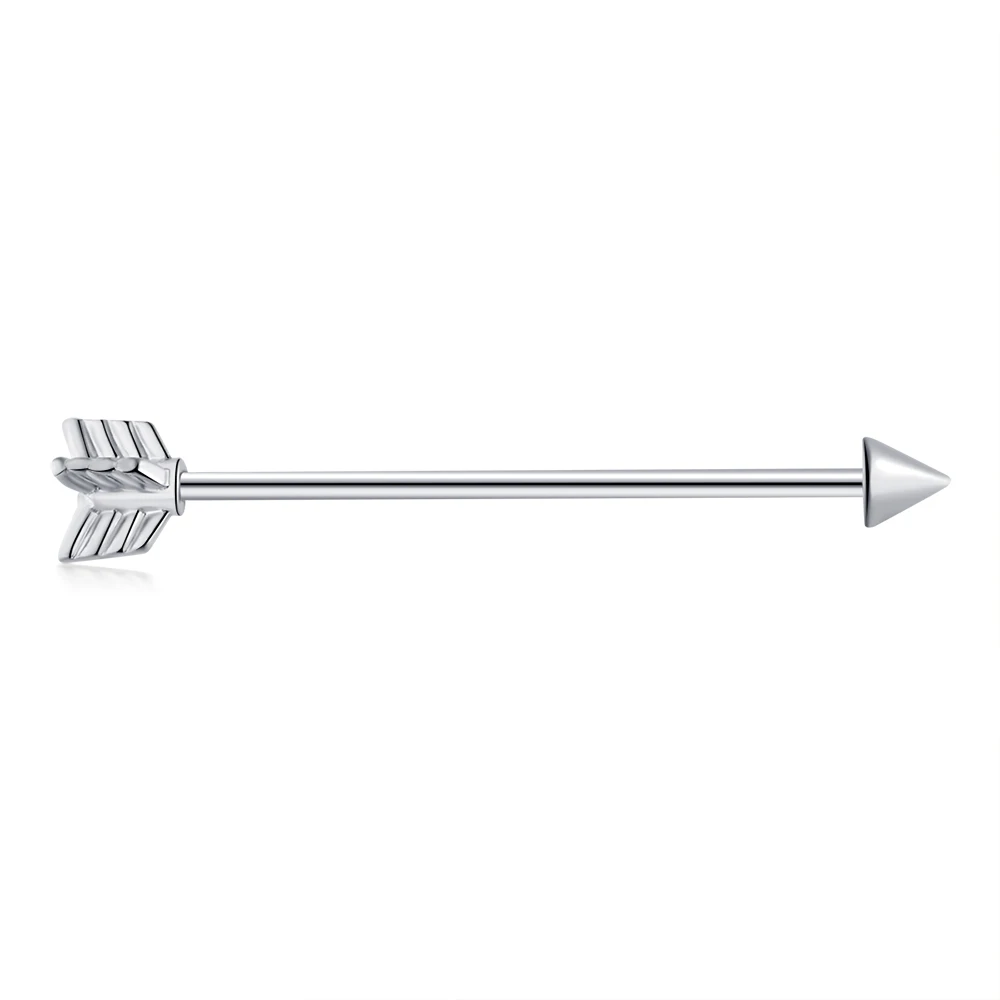 -silver-arrow TIANCIFBYJS 14 г нержавеющей УФ штанга фабричного производства для женщин мужчин серьга в козелок пирсинг ювелирные изделия 1 1/2 дюйма 1 шт - Окраска металла: -silver-arrow