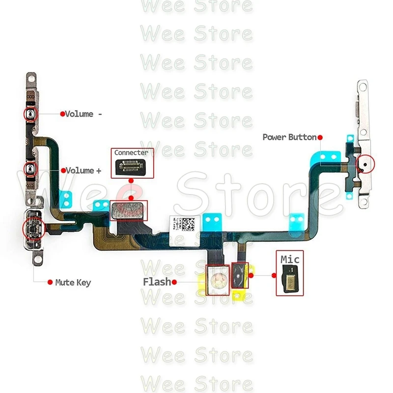 OEM Power Flex для iPhone 6 6s 7 8 Plus 5 5s SE кнопки питания и громкости переключатель клавиш