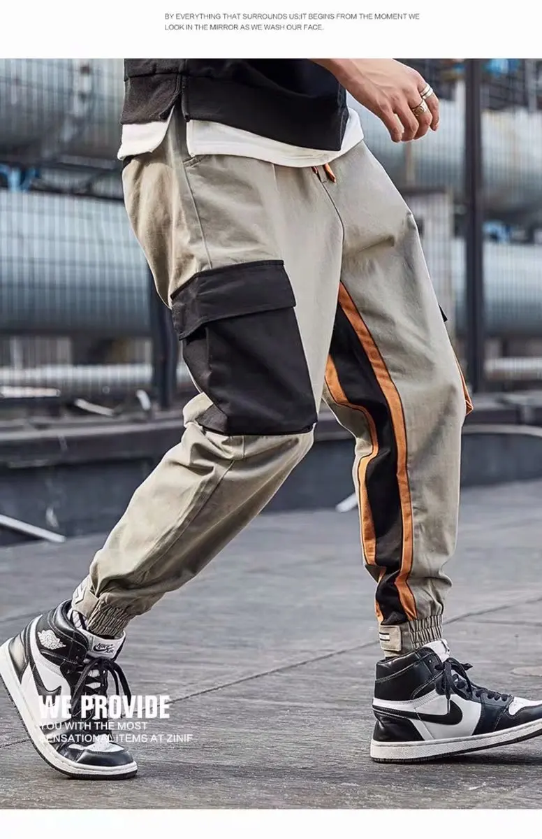 

Japanese Ankle Banded Pants Fashion Multi-Pockets Bib Overall Street Trendy men joggers Trousers 2021latest models