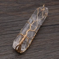 natural stone gem irregular column crystal pendant clear quartz handmade crafts diy necklace jewelry accessories gift making