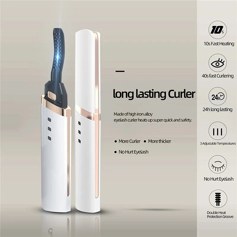 

Mini Electric Heated Eyelash Curler Adjustable Quick Heating USB Eye Makeup Tool