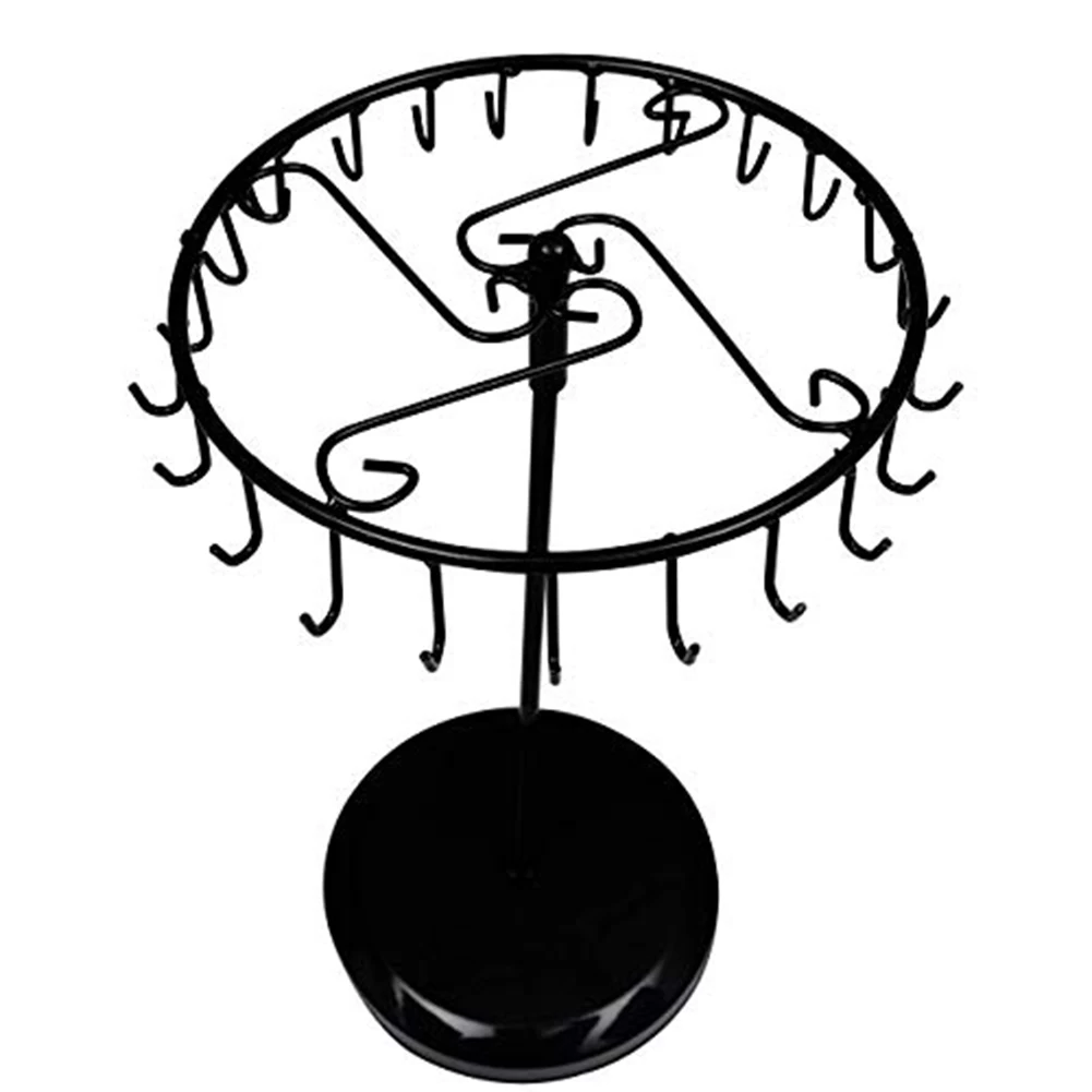 23 Hooks Metal Earrings Holder Rotating Necklace Display Rack Pendant Bracelet Stand Jewelry Rack Storage Necklace/Rings/Earring