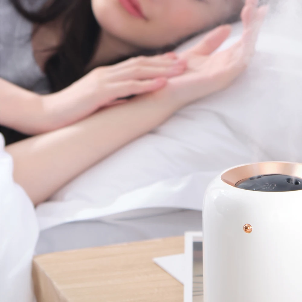 

M09 Household 1L Air Humidifier UV Disinfection Version Smart Touch Control Bulit-in Battery Double Nozzles LCD Digital Display