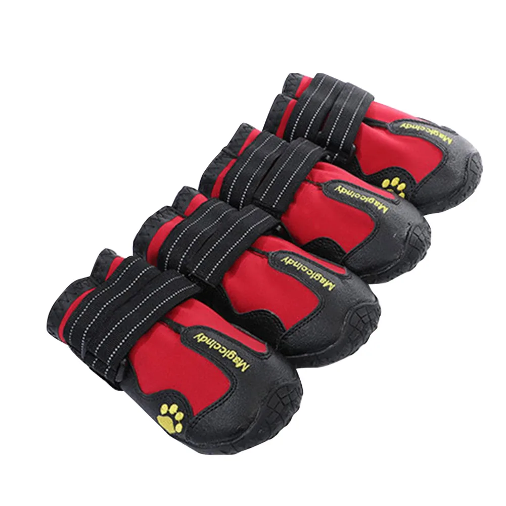 

4pcs Washable Anti Slip Cute Lightweight Wear Resistant Dog Boots Paw Pattern For Medium Large Rain Soft Outdoor Waterproof