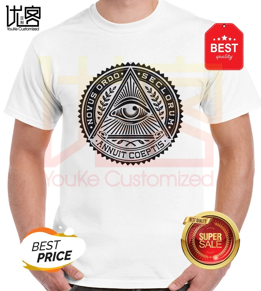 Мужская/женская футболка с принтом глаз иллюминатов Symbol 100% хлопок коротким