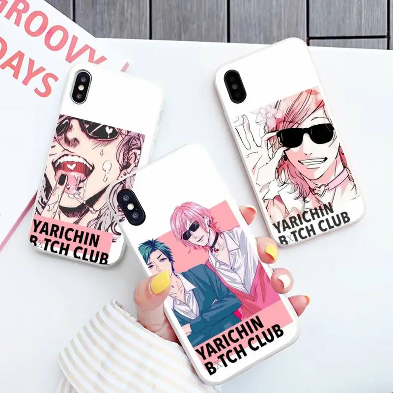

anime Yarichin b Club Phone Case Candy Color for iPhone 6 6S 7 8 11 12 XS X SE 2020 XR mini pro Plus MAX funda