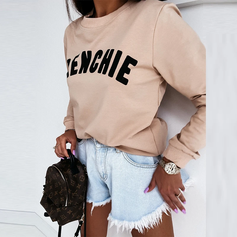 

Casual Loose Harajuku Letter Printed Sweatshirts 2021 Autumn Winter Women Fahsion O-Neck Long Sleeve Tops Pullovers Streetwears