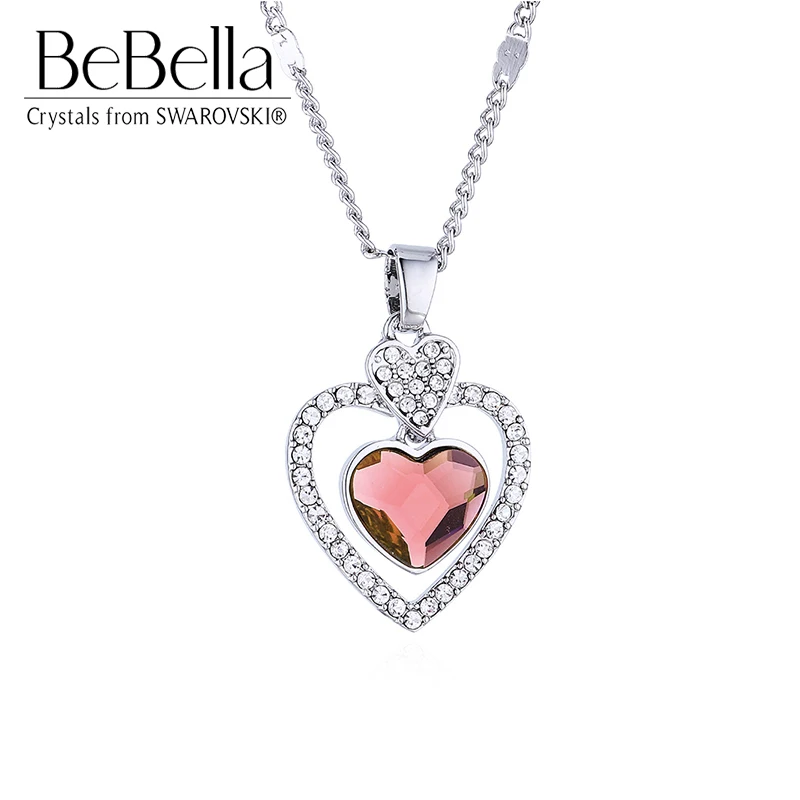 BeBella кулон в виде сердца ожерелье с кристаллами от Swarovski оригинальные модные