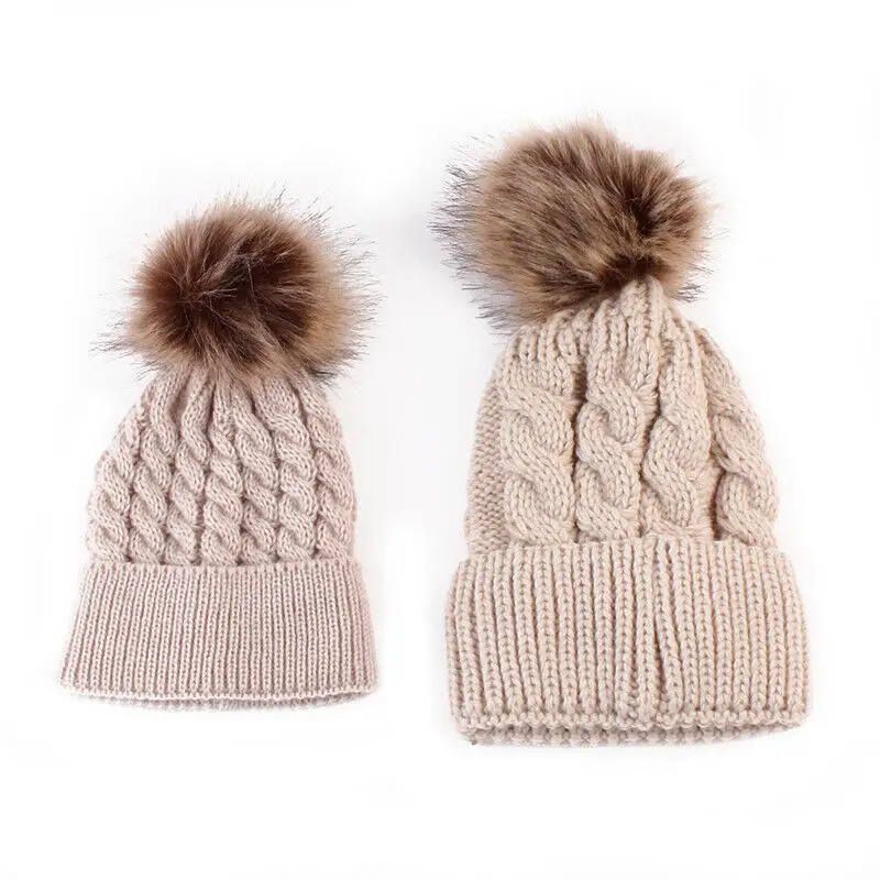 Unisex Toddler Adults Hemming Crochet Ski Skully Infant Winter Warm Skullies Casual Knitted Wool Girl Boy Hat | Детская одежда и