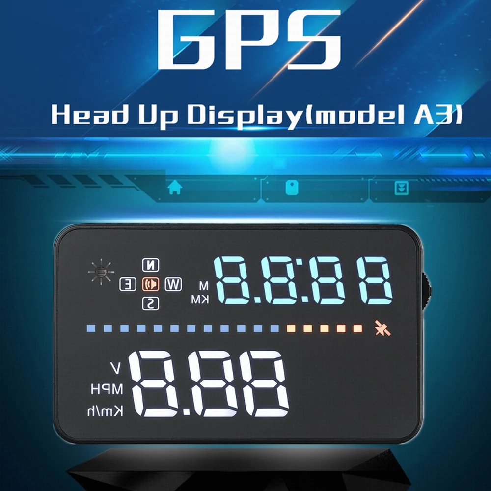 A3 3.5 inch HUD Head Up Display OBD2 EUOBD Windscreen Projector with GPS Speeding Warning Car Driving Distance | Автомобили и