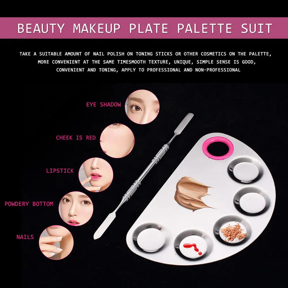 Нержавеющая сталь для смешивания цветов ногтей полукруг палитра тарелка УФ гель