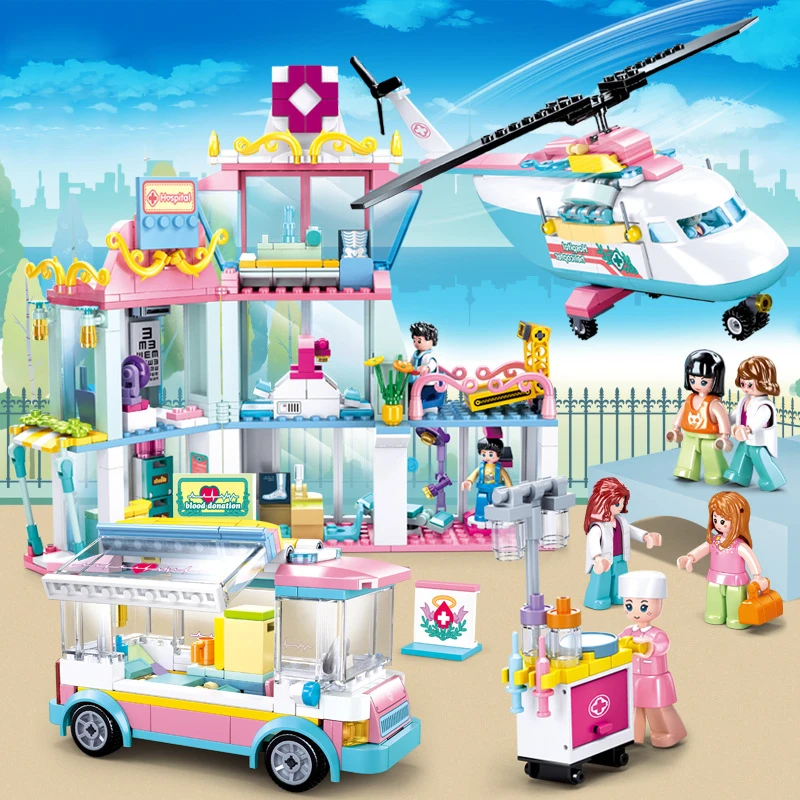 

Friend Building Blocks Health Examination Vehicle Medical Helicopter City Car Figures Brick Girl For Children Christmas Gifts
