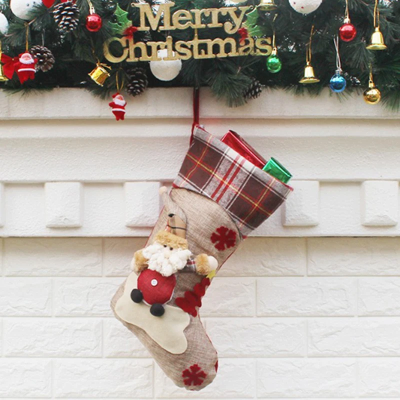 Рождественские чулки осень зима новый год Санта Клаус снег подарок носки мужские