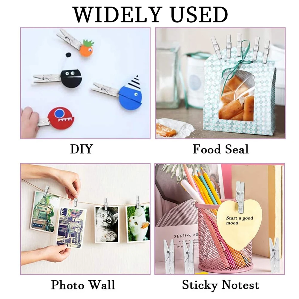 

Mini Clothes Clips Practical Small Plastic Pegs Home Clothes Drying Goods Indoor Outdoor Clothes Drying Clear Mini Tool 100PCS