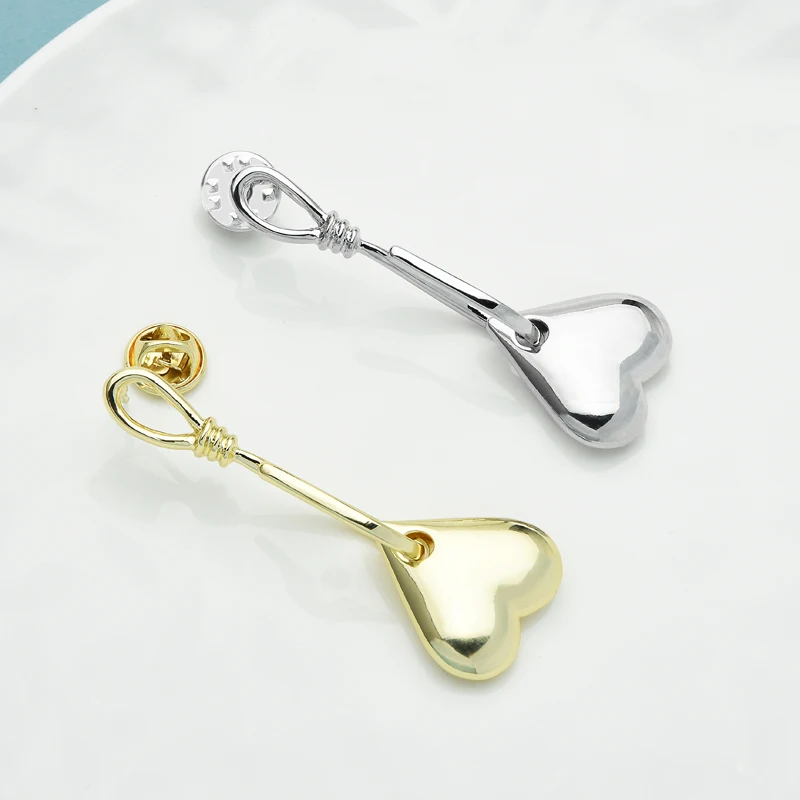 

Wuli&baby 2-color Heart Collar Pins Women Men Suits Shirt Brooch Pin Gifts