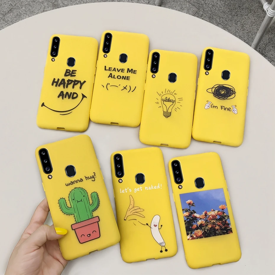 Чехол для samsung Galaxy A20 A20e A20s, мягкий силиконовый чехол из ТПУ с желтым рисунком для samsung A 20 s 20e 20 s, чехол для телефона s Fundas
