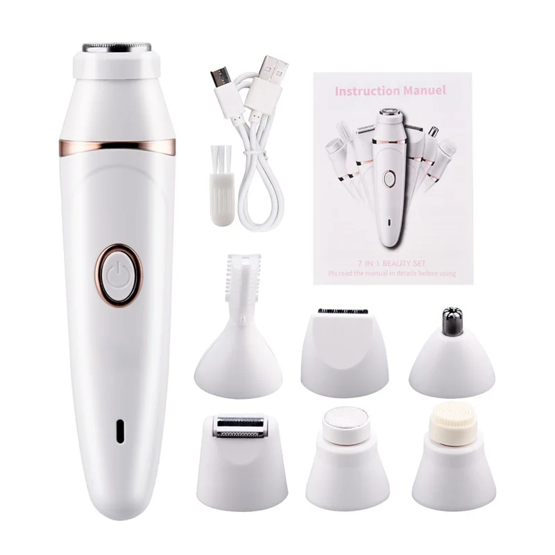 

7 In 1 Women Epilator Hair Removal Female Eyebrow Nose Trimmer Face Bikini Wet and Dry Waterproof Lady Shaver Machine