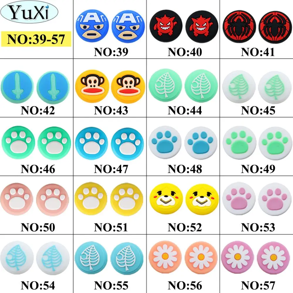 

YuXi 1PCS Animal Crossing Flower Leaf Thumb Stick Grip Cap Joystick Cover For Nintend Switch Lite NS Joy-Con Controller Case
