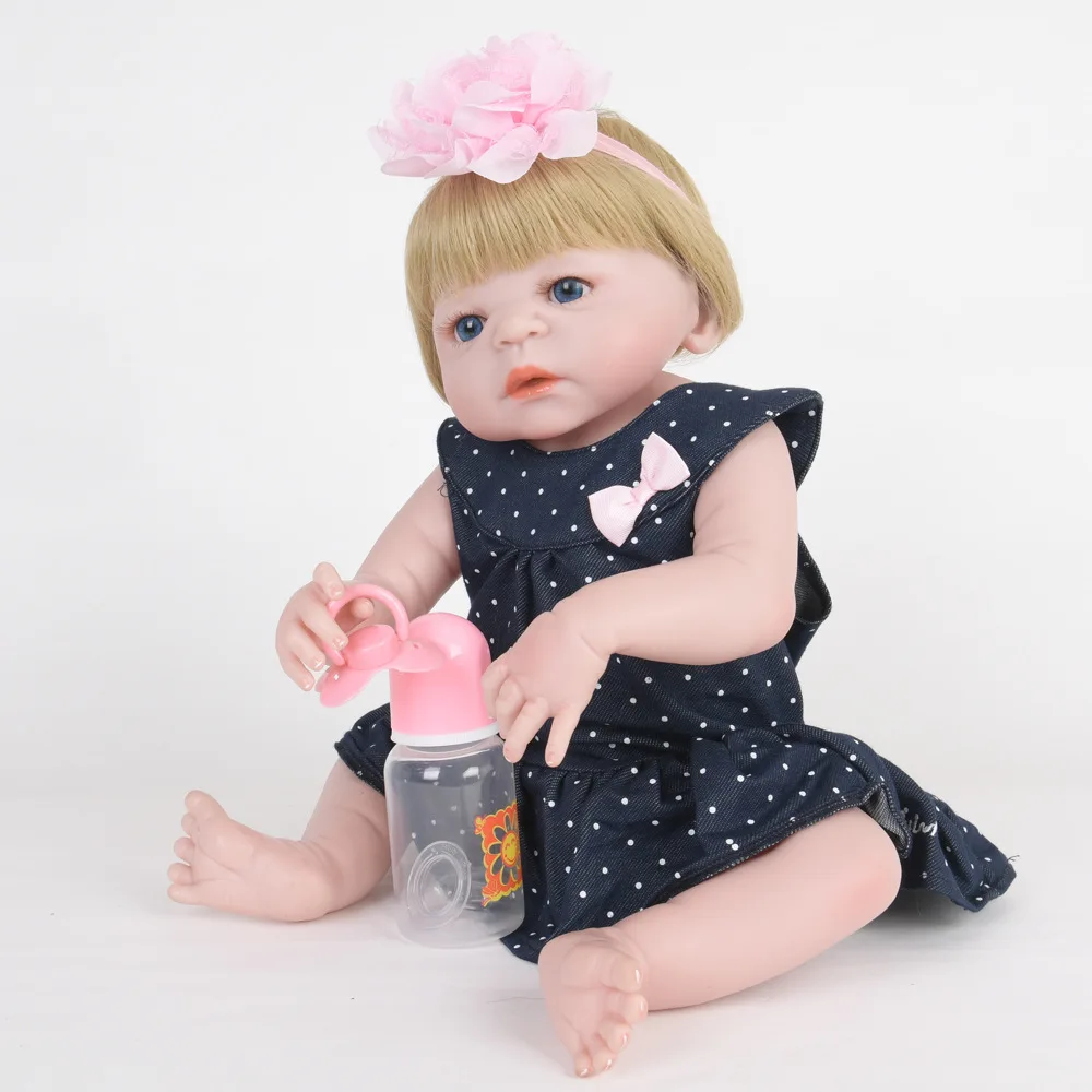 23 &quotполная виниловая 57 см Силиконовая Кукла Reborn Blue Eyes Baby Alive куклы для