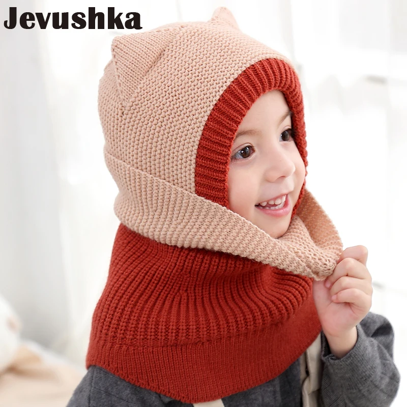 Зимняя шапка шлем детская с маской вязаная шапочка для девочек и маленьких
