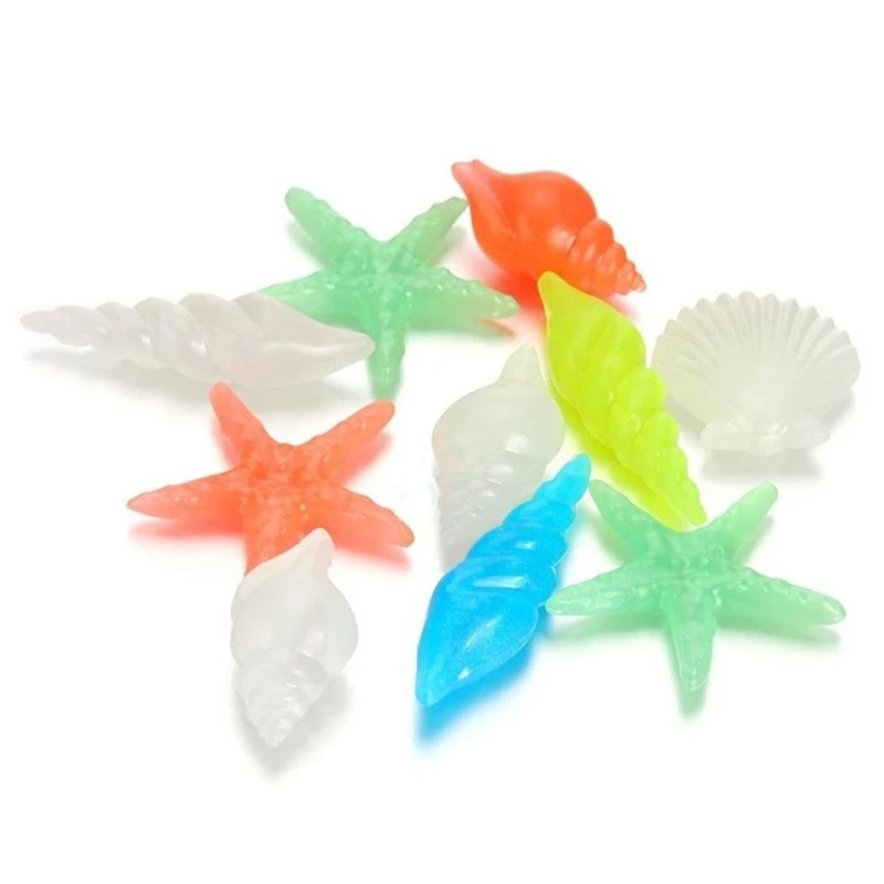 

10PCS Glow in the Dark Luminous Stone Conch Sea Shells Aquarium Fish Tank Decor