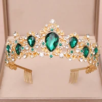 new bridal crown green blue red crystal tiara for wedding hair accessories bride headpiece women hair jewelry