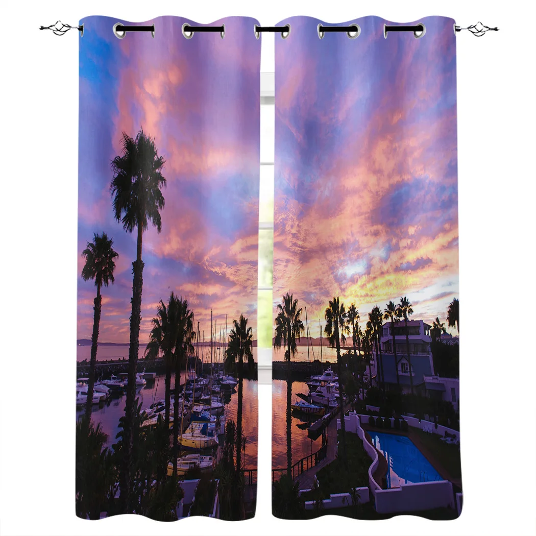 Курортная яхта Кокосовая пальма сумерки декорации занавески декоративная