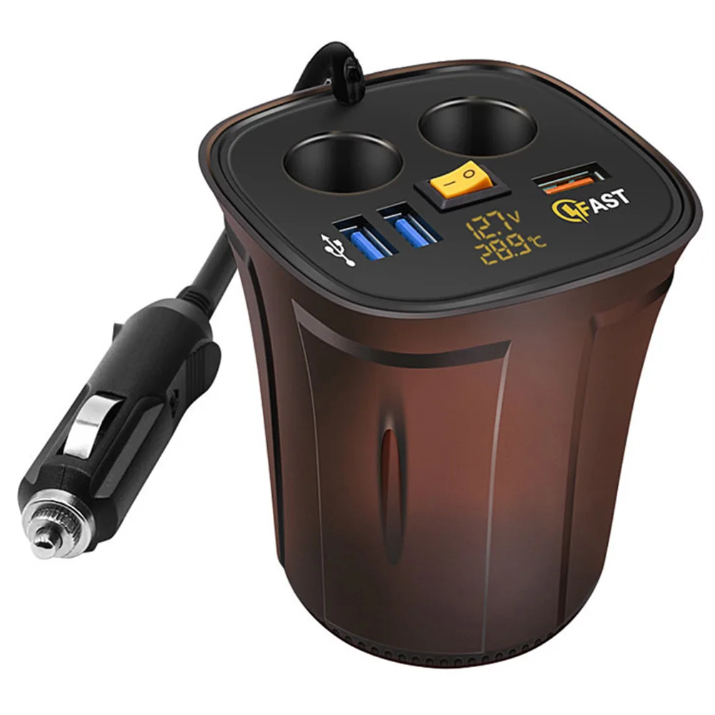 

Quick Charge 3.0 USB Car Charger 12/24V 2 Socket Car Cigarette Lighter Splitter Adapter with LED Digital Voltmeter Thermometer