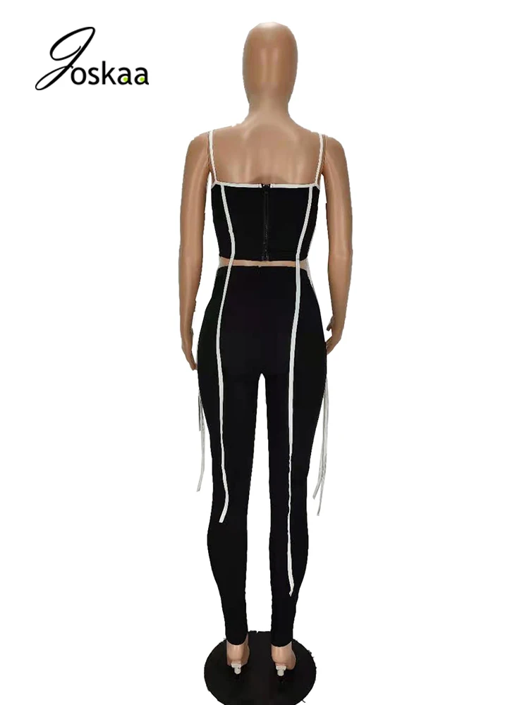 

Joskaa Spaghetti Strap Top Leggings 2 Pieces Set Women Matching Tracksuit Outfits Sexy Club Bandage Female Active Streetwear
